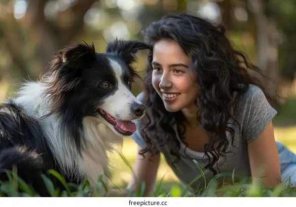 girl with dog outside