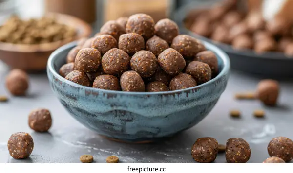 Homemade healthy dog treats with chicken, liver and vegetables