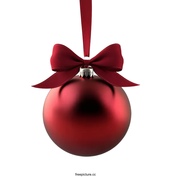 [Transparent Background PNG]Christmas Ornament with Red Ribbon Bow