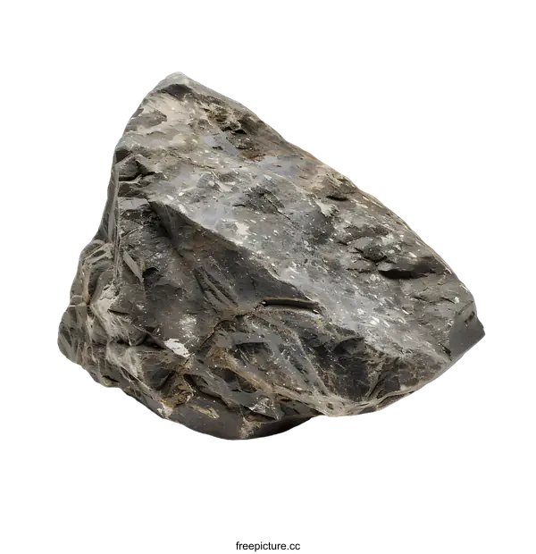 [Transparent Background PNG]Single Large Grey Rock Isolated on White Background