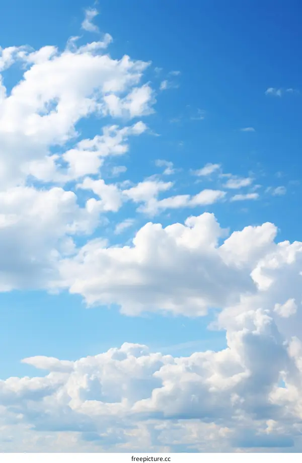 Blue Sky and White Clouds - Cumulus Clouds in the Atmosphere