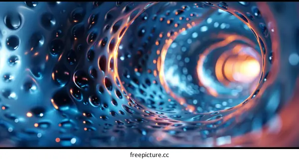 Futuristic Orange and Blue Sci-Fi Tunnel