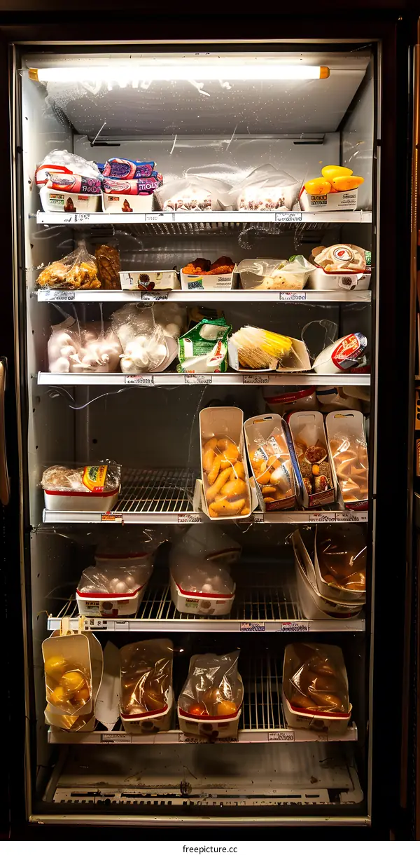 Refrigerator Filled With Food Products