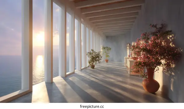 Coastal Modern Balcony with Sunrise
