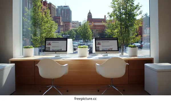 Modern Workspace with City View