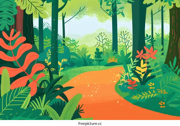 Green Forest Path Illustration