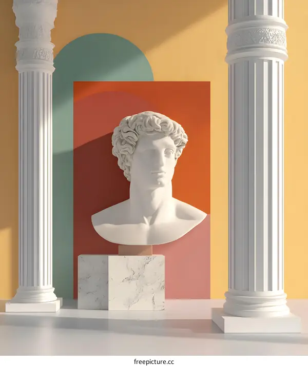 Minimalist Sculpture of Ancient Greek God Bust