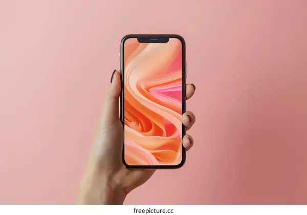 Hand Holding Smartphone With Abstract Background