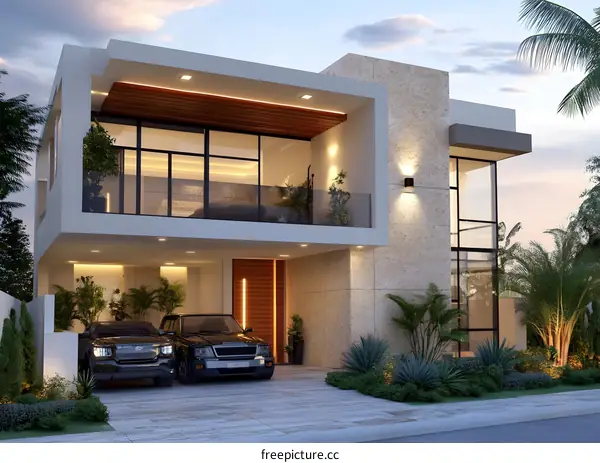 Modern Minimalist House Design with Two Car Garage
