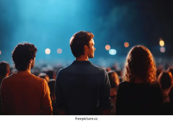 Crowd at a Concert, Back View of Audience
