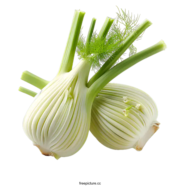 [Transparent Background PNG]Fresh fennel bulbs isolated on white background