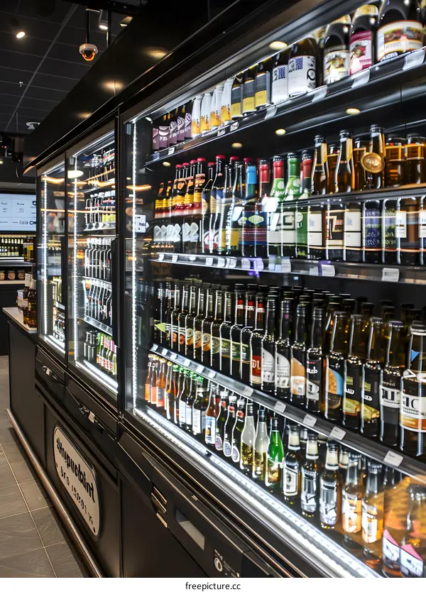 Refrigerated Beer Display In A Modern Store