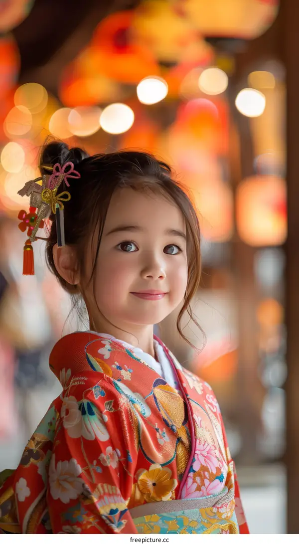 Little Japanese girl in a kimono