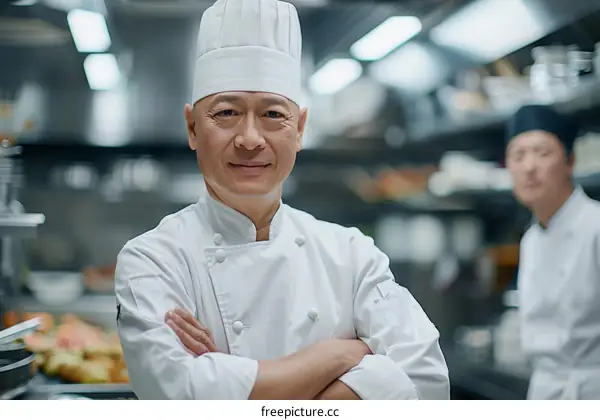 Portrait of a happy chef in a commercial kitchen
