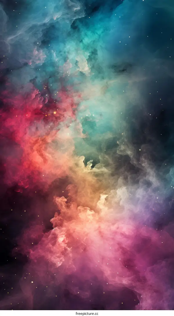 Colorful Glowing Nebula with Stars