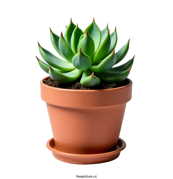 [Transparent Background PNG]Green Succulent Plant in Brown Pot on transparent background
