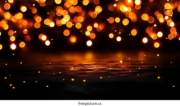 Abstract Bokeh Background with Orange Lights