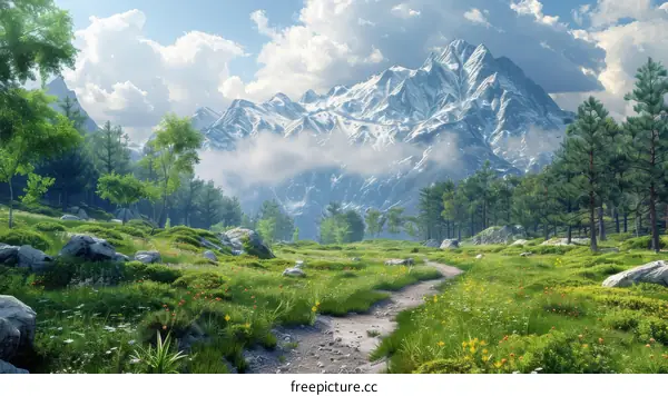 Majestic Mountains and Lush Green Valley