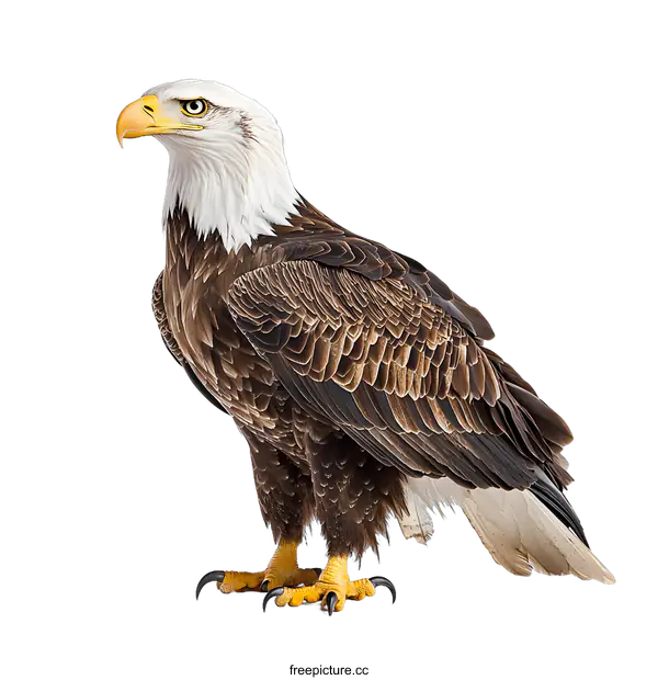 [Transparent Background PNG]Bald Eagle Standing on White Background