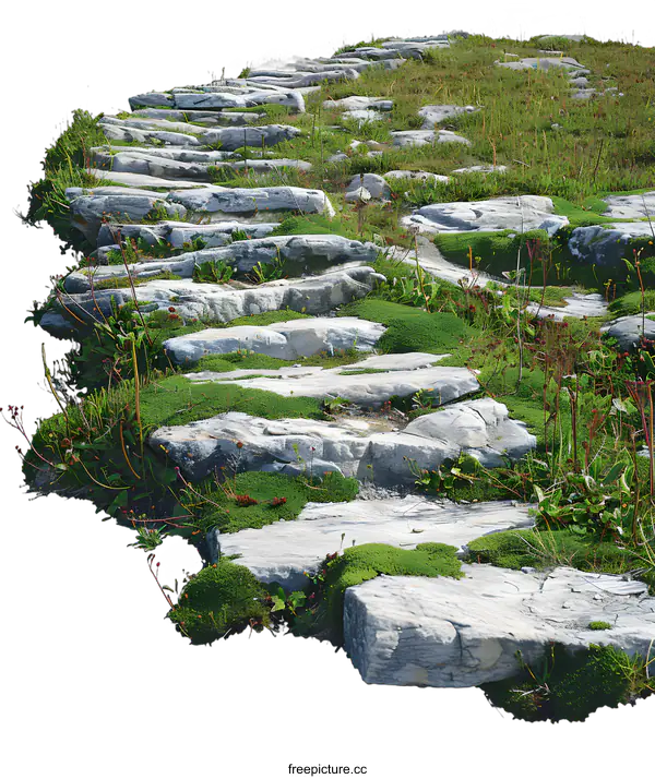 [Transparent Background PNG]Stone Steps Pathway With Green Grass