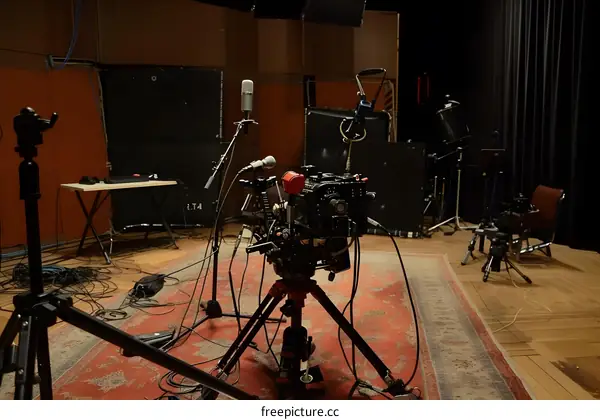 Professional Film Studio Setup with Camera and Equipment