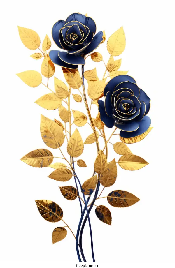 Blue and gold roses