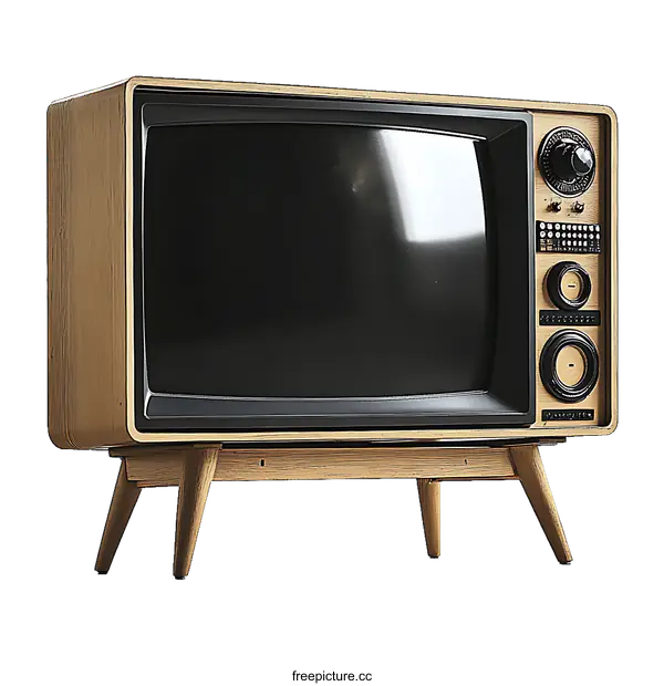 [Transparent Background PNG]Vintage Retro Wooden Television Set