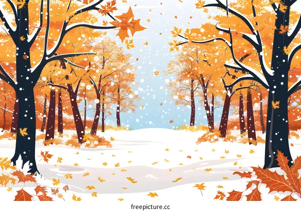 Winter Forest with Snow Covered Trees