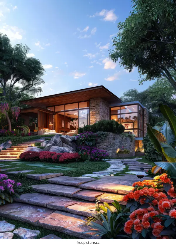 Modern Asian Inspired Home & Picturesque Garden