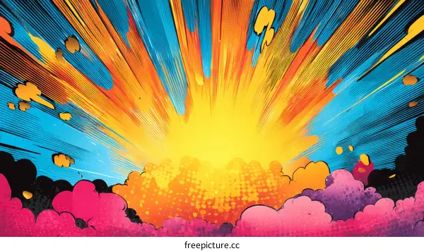 Colorful Comic Book Style Explosion Background