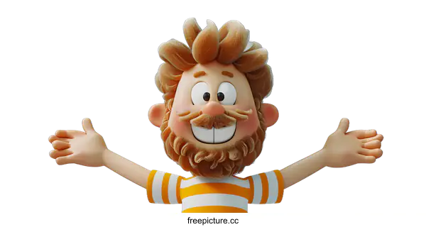 [Transparent Background PNG]Happy cartoon man with open arms