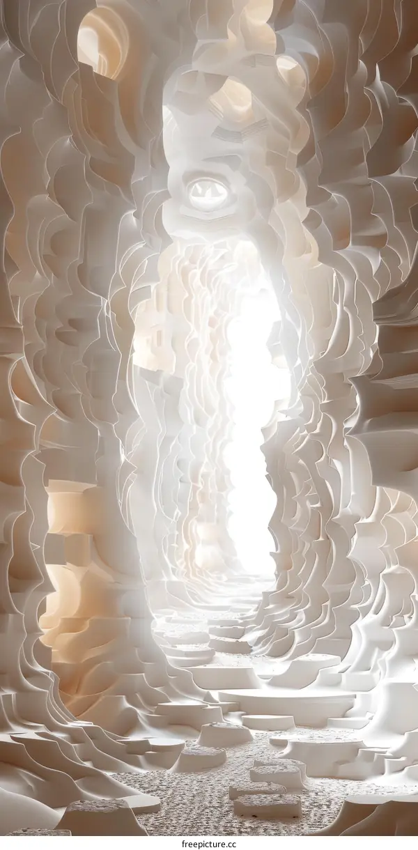 Futuristic tunnel of parametric shapes