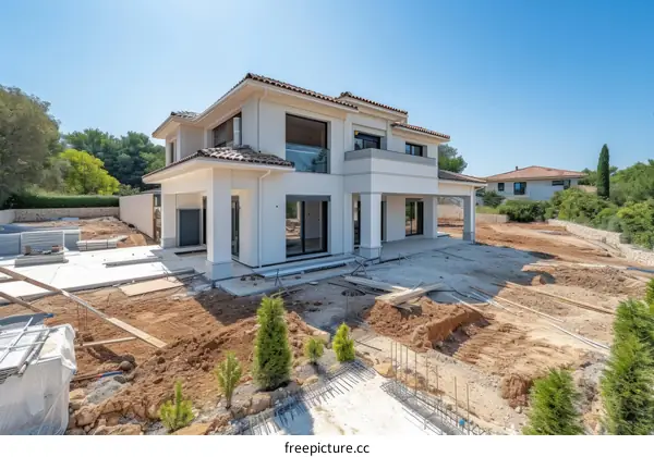 unfinished luxury villa with beautiful Mediterranean design