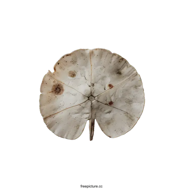 [Transparent Background PNG]A white and brown sand dollar fossil with a unique leaf-like shape