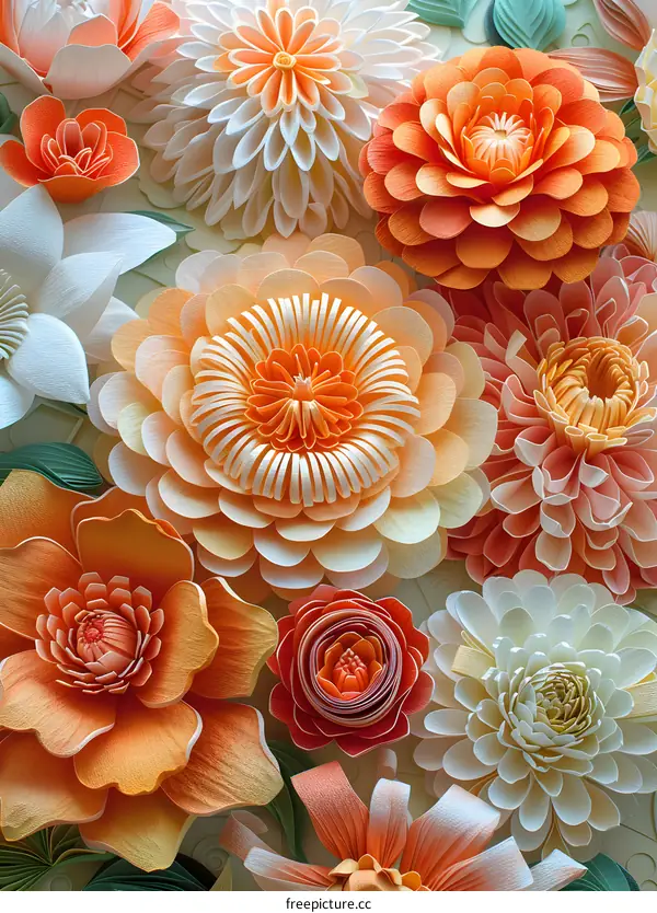 Orange and White Paper Flowers