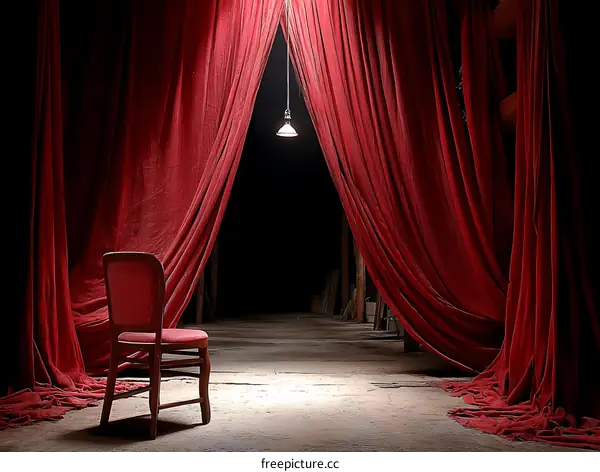Red Velvet Curtains in a Theater Setting