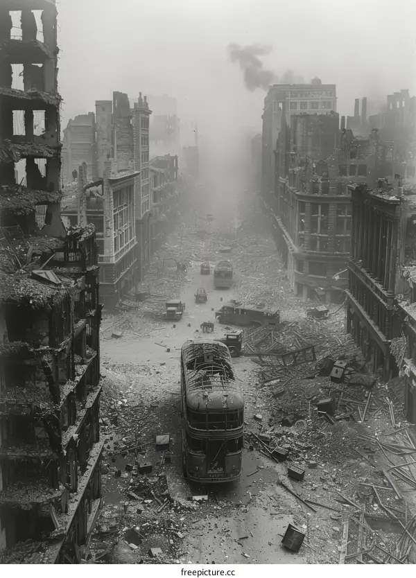 London street scene after German air raid, 1940