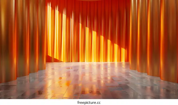 Golden Geometric Cylinder: Modern Art Installation