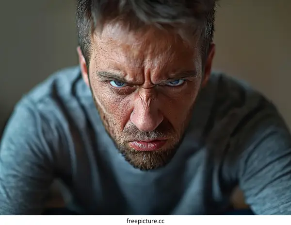 Close Up Portrait of an Angry Man