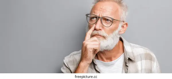 Thoughtful Senior Caucasian Man Portrait