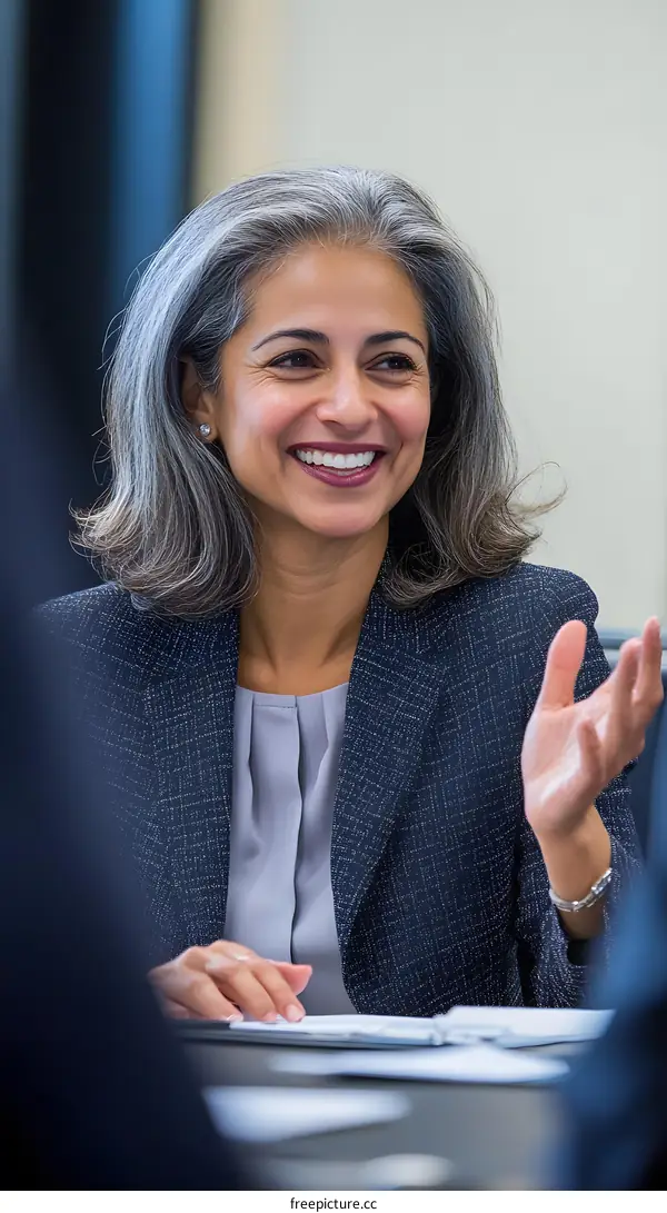 Smiling Indian Woman In Business Meeting