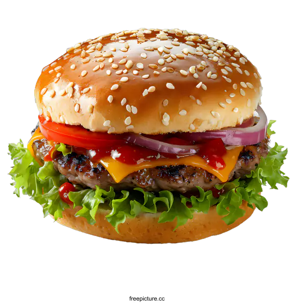 [Transparent Background PNG]Delicious Cheeseburger on White Background