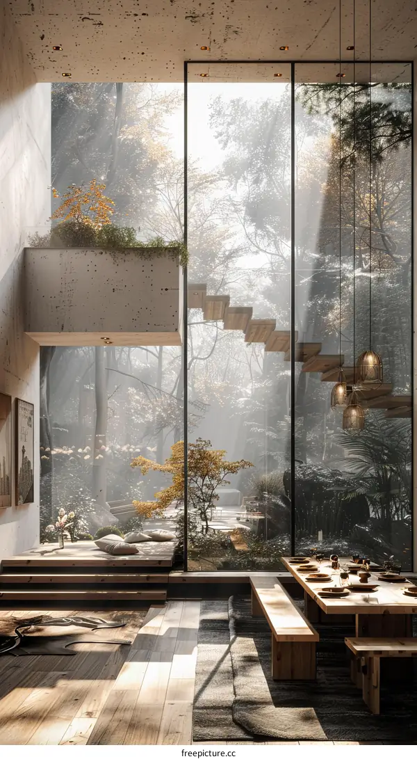 The beauty of nature and modern architecture combined in a peaceful setting