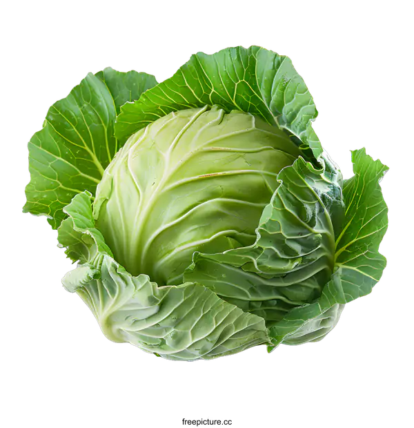 [Transparent Background PNG]Fresh green cabbage isolated on white background