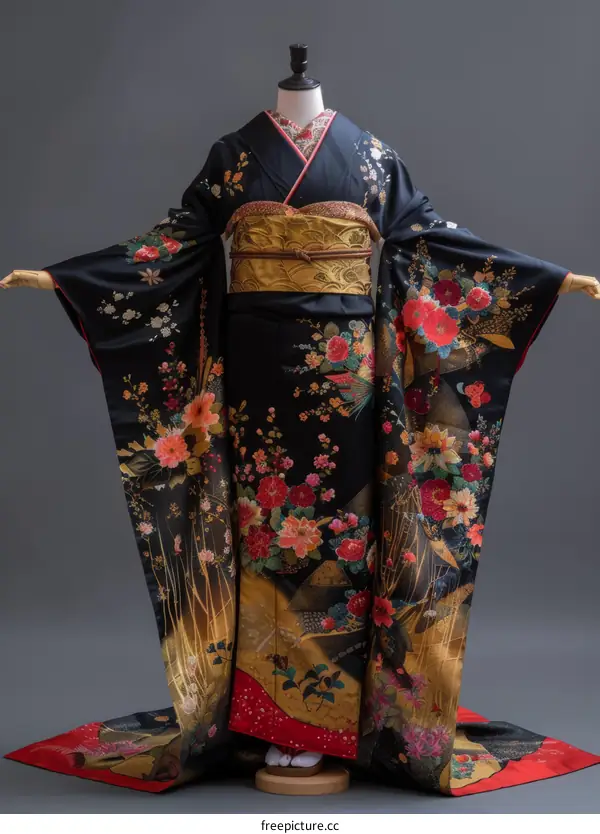 A kimono with a floral pattern