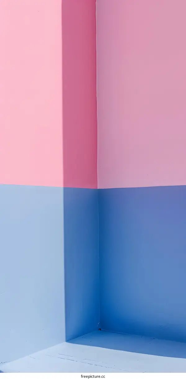 Simple Corner With Pink And Blue Paint