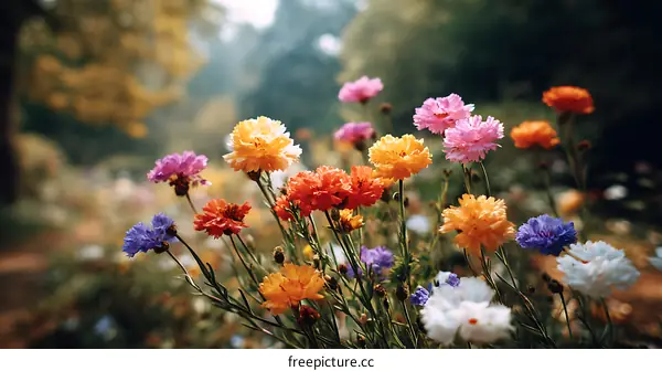 Colorful Flowers in a Garden Setting