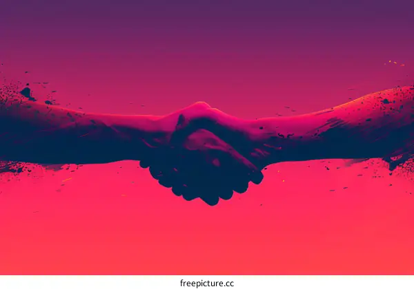 epic handshake between two entities