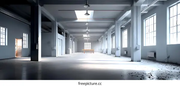 Empty Industrial Warehouse Interior Design