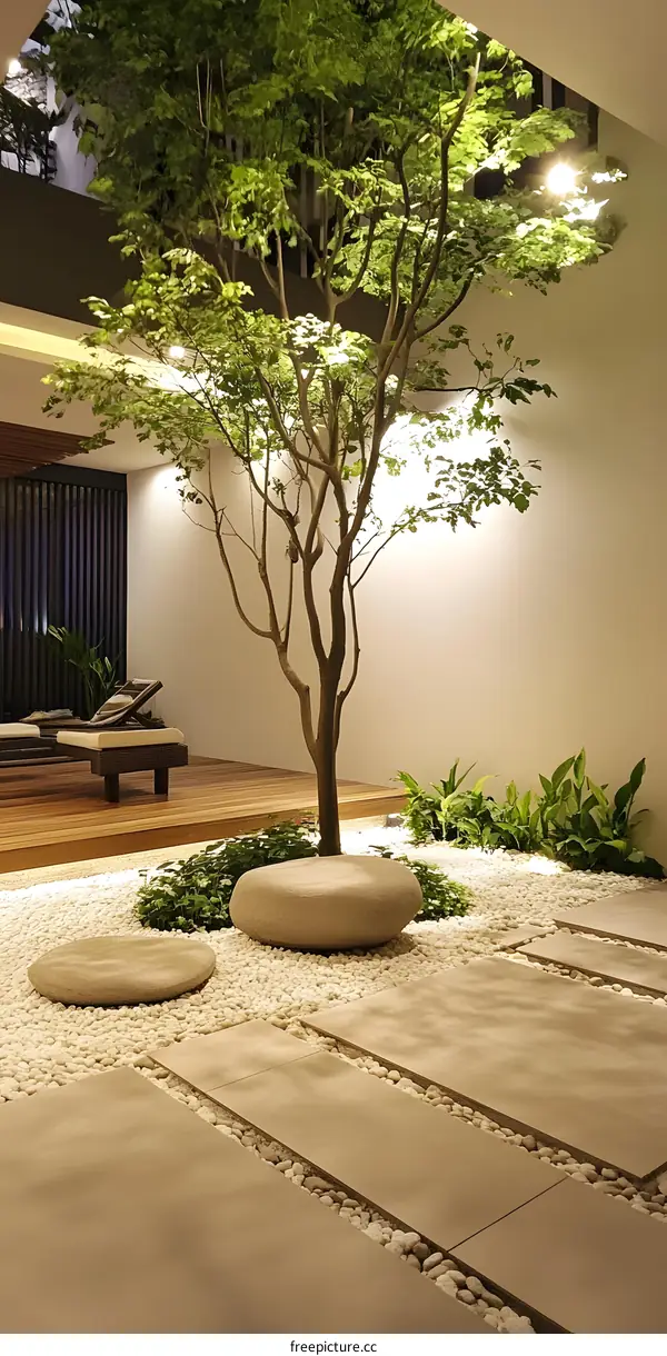 Modern Minimalist Zen Garden Design With White Gravel Path